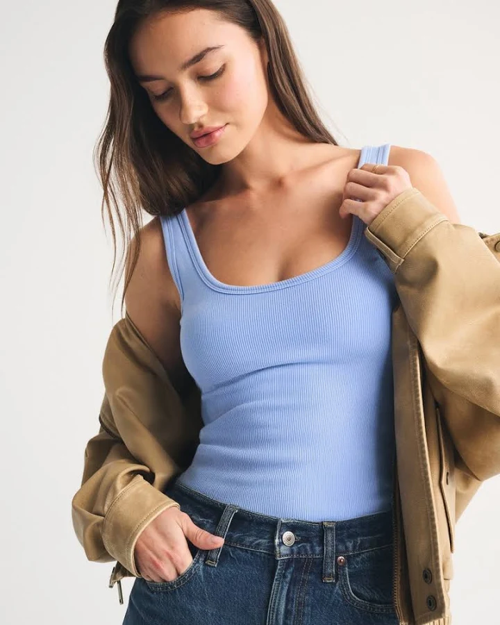 top Abercrombie & Fitch Women's Bra-Free Rib Scoopneck Tank Abercrombie & Fitch $16.99