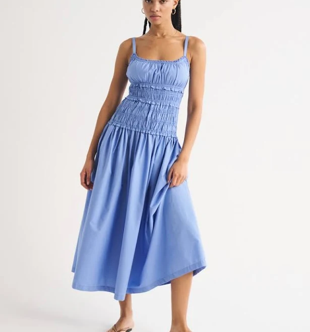crochet dress Abercrombie & Fitch Women's Bra-Free Smocked Drop-Waist Maxi Dress Abercrombie & Fitch $130