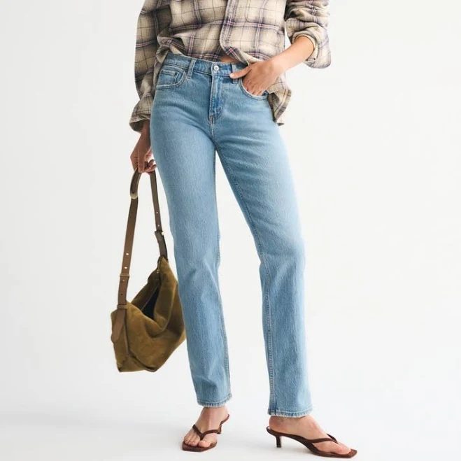 bottoms Abercrombie & Fitch Women's Mid Rise 90s Straight Jean Abercrombie & Fitch $59.99