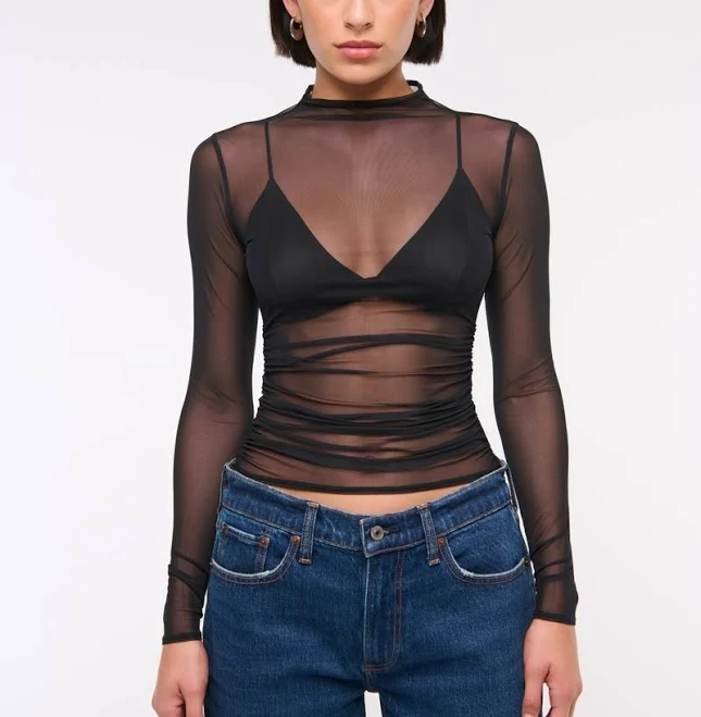 top Abercrombie & Fitch Women's Paloma Long-Sleeve Mesh Top Abercrombie & Fitch $26.99