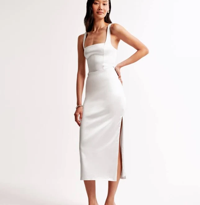 dress Abercrombie & Fitch Women's Sculpting Stretch Satin Midi Dress Abercrombie & Fitch $39.97