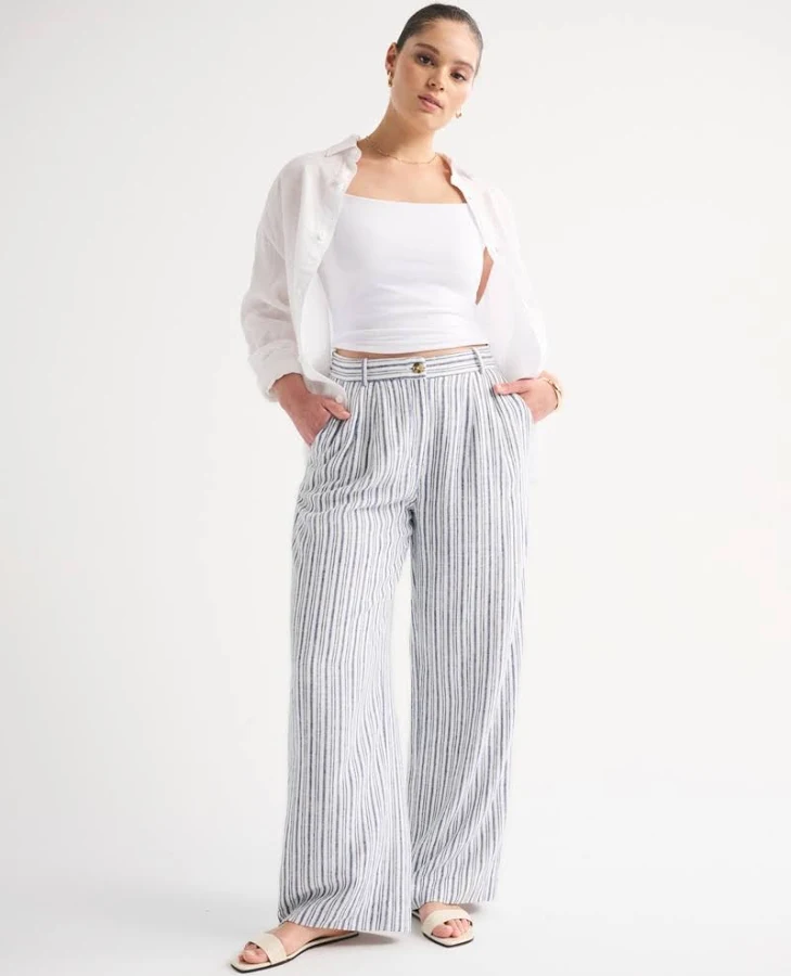 pants Abercrombie & Fitch Women's Sloane Linen-Blend Wide Leg Pants Abercrombie & Fitch $90