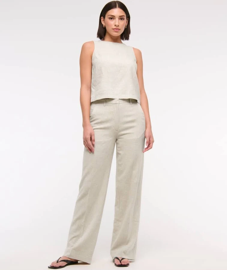 pants Abercrombie & Fitch Women's Tailored Linen-Blend Wide Leg Pants Abercrombie & Fitch $24.97