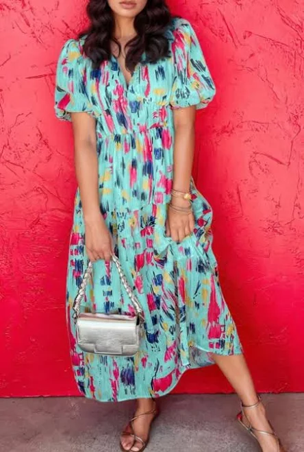 dress Abstract Print Tiered Maxi Dress Charming Charlie $53.5