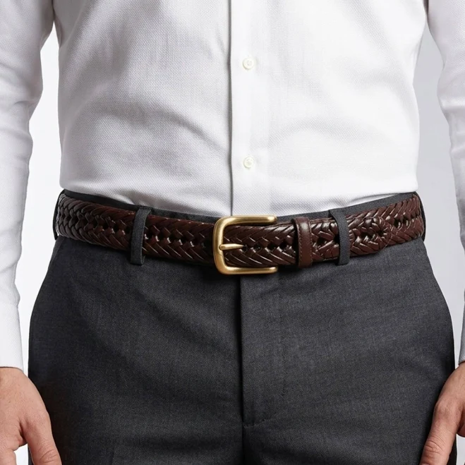 accessory Adjustable Braided Woven Leather Belt with Gold Buckle Etsy - Seller $45.87