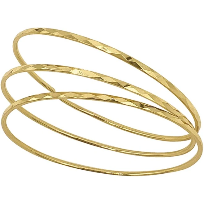 accessory Adornia Women's 14K Gold-Tone Plated Hammered Bangle Set (3 Pieces Macy's $22