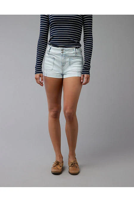 bottom AE Next Level Women's High-Waisted Ripped Denim Shorts American Eagle Outfitters $17.98