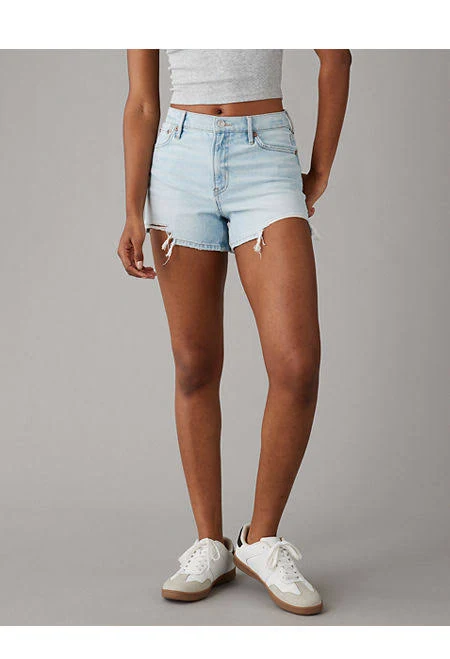 shorts AE Strigid Women's Super High-Waisted Relaxed Ripped Denim Shorts American Eagle Outfitters $19.98