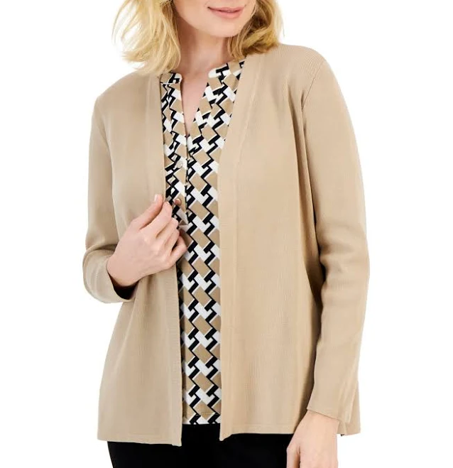 outerwear AK Anne Klein Petite Newport Open-Front Cardigan Macy's $31.53