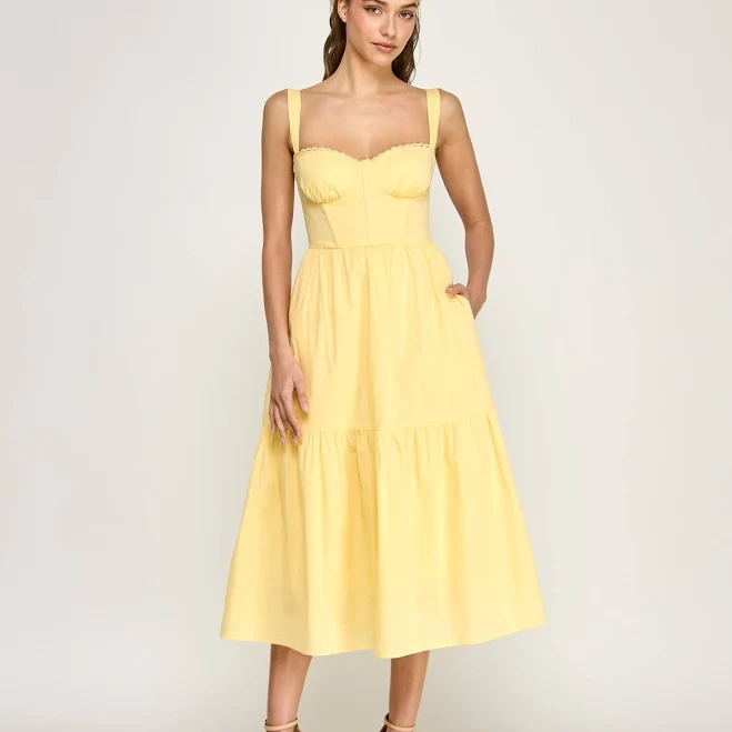 dress Alex & Sophia Juniors' Sweetheart Neck Tiered Poplin Midi Dress Macy's $62.3