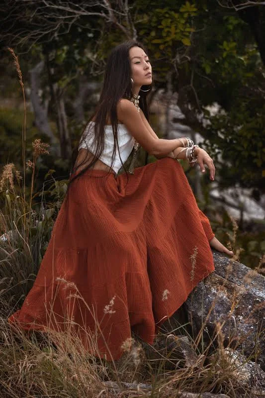 maxi skirt Alisa Maxi Boho Gauze Skirt Thaluta $69.9