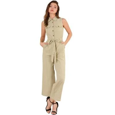 jumpsuit Allegra K Women's Collared Wide Leg Tie-Waist Cargo Jumpsuit Target $50.99