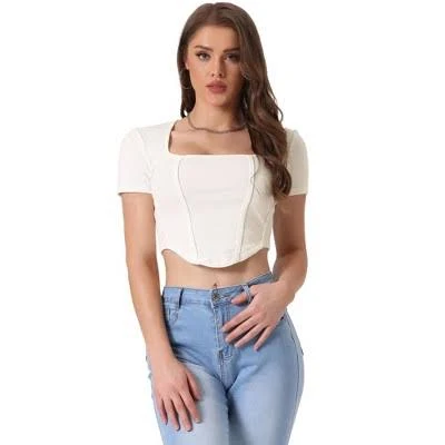 top Allegra K Women's Square Neck Ribbed Knit Cropped Top Target $27.99