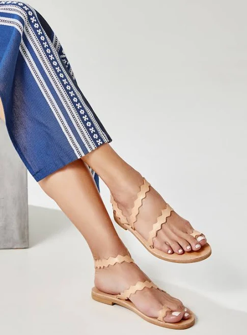 shoes Ancient Greek Leather Flat Strappy Sandals with Toe Loop Etsy - GreekChicHandmades $98.48