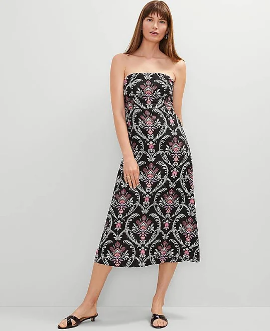 crochet dress Ann Taylor Women's Floral Linen Blend Midi Dress Ann Taylor $51.95