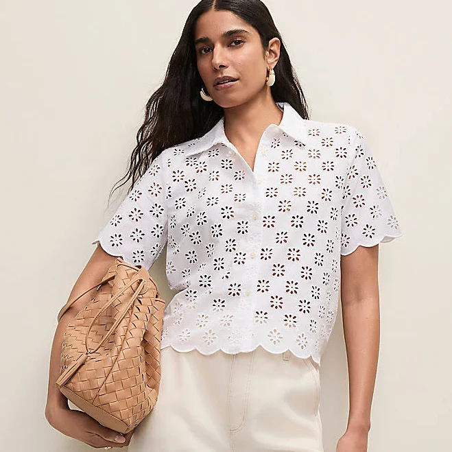 top Ann Taylor Women's Petite Eyelet Blouse Ann Taylor $68.6