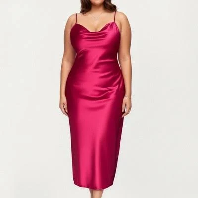 dress Anna-Kaci Lounge Women's Satin Slip Midi Dress with Draped Neckline Target $36.99