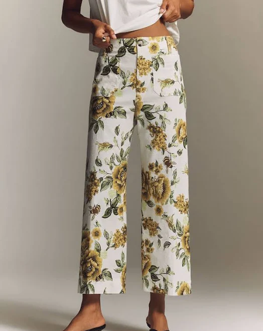 pants Anthropologie Maeve The Colette Cropped Wide-leg Linen Trousers Next USA $188