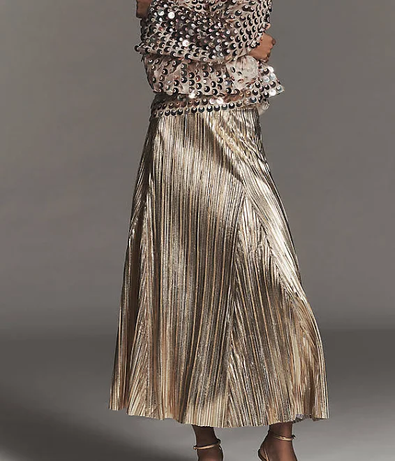 skirt Anthropologie Metallic Pleated Midi Skirt Anthropologie $79.95