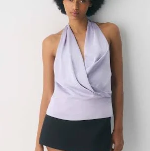 tube top Aritzia Wilfred Women's Martini Satin Halter Blouse Aritzia $88