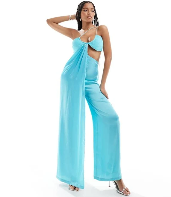 jumpsuit ASOS Satin Chiffon Wide Leg Jumpsuit with Cut Outs ASOS $39.19