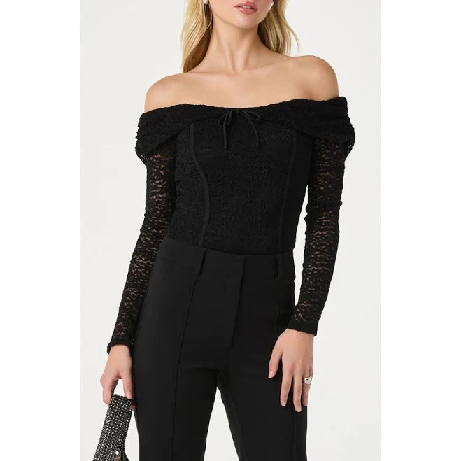 off-shoulder top Astr The Label Women's Off-the-Shoulder Lace Top Nordstrom $34.5