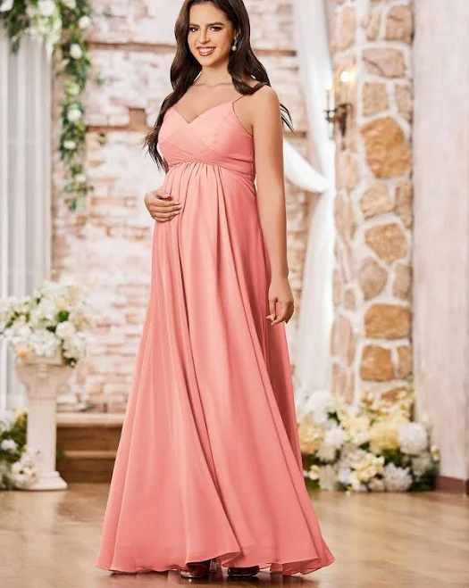 dress BABARONI A-Line V-Neck Spaghetti Strap Empire Chiffon Dress Babaroni.com $99