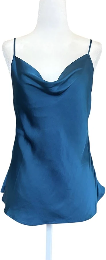 top Banana Republic Turquoise Teal Blue Satin Cowl Drape Bias Cami Tank eBay $22