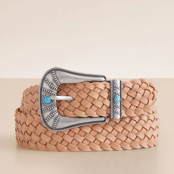 accessory BKE Women's Braided Leather Belt with Buckle Buckle $22.49