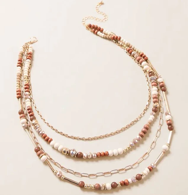 accessory BKE Women's Tiered Burnished Gold Necklace with Mixed Beads Buckle $19.99