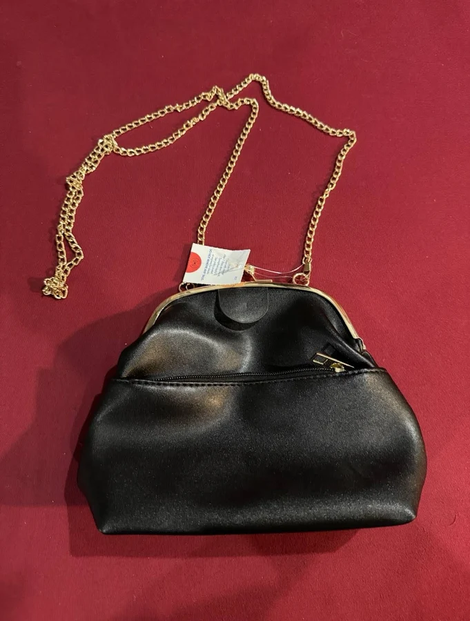 bag Black Satin Clutch Bag With Gold Chain Strap eBay $15