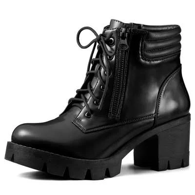 shoes Blissful Step Women's Round Toe Chunky Heel Lug Sole Combat Boots Target $54.79