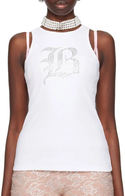 tank top Blumarine Gothic Rhinestone Tank Top ssense.com $76