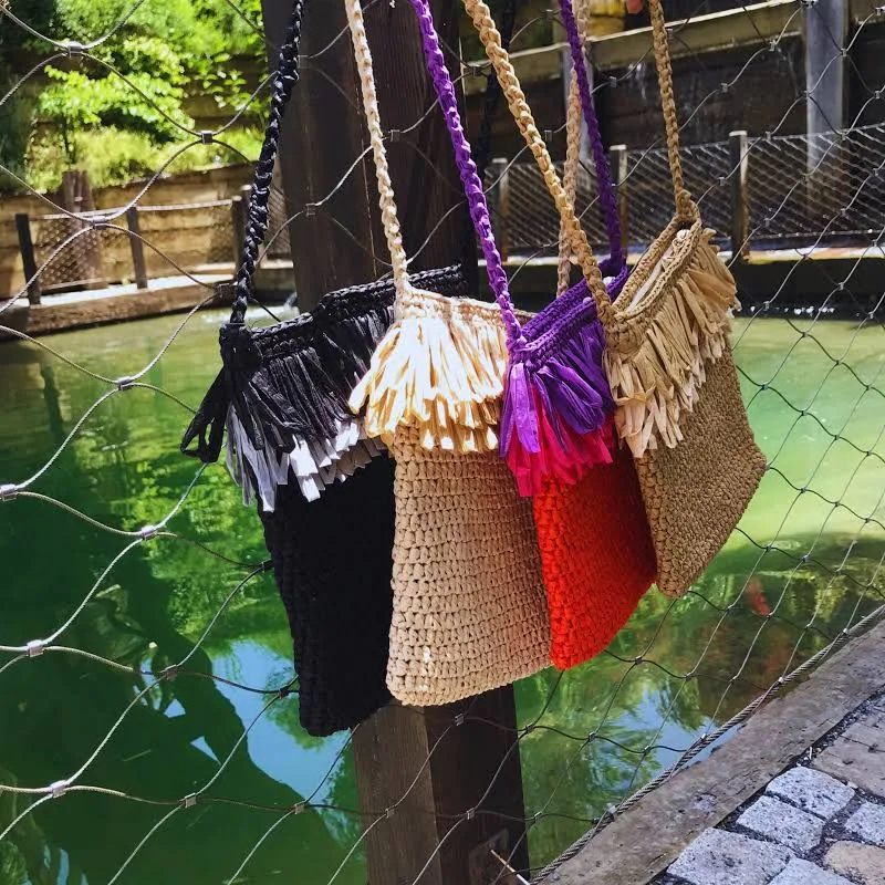 bag Bohemian Tassel Raffia Crossbody Bag Etsy - Seller $70