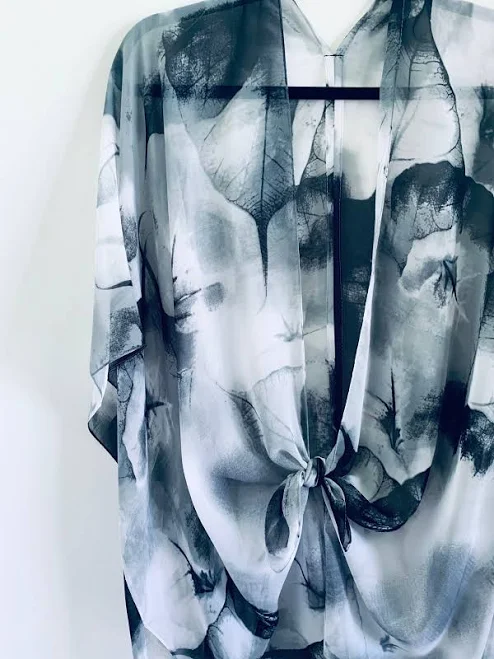 kimono Boho Abstract Leaf Print Sheer Duster Kimono Etsy - HalinaShearman $48.84