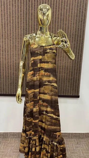 dress Boho Abstract Print Halter Maxi Dress with Ruffle Hem Etsy - Seller $30