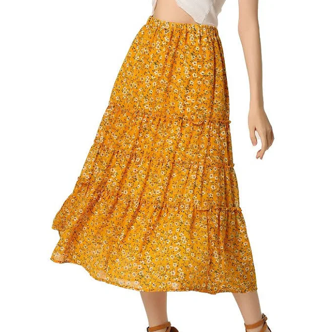 skirt Boho Floral Chiffon Tiered Ruffle Midi Skirt Kohl's $39.99