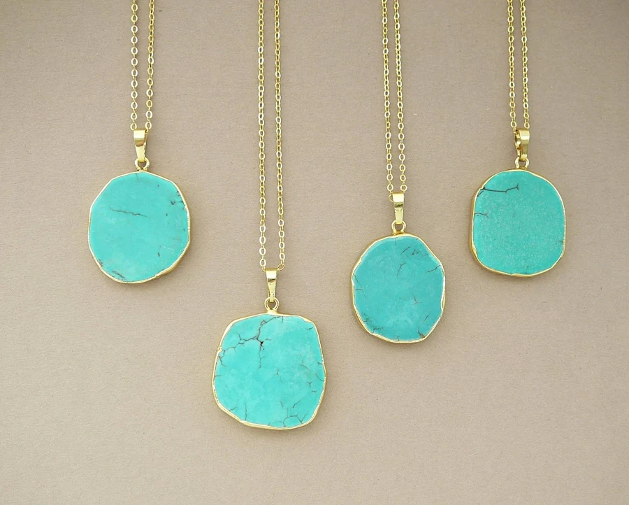 accessory Boho Turquoise Pendant Necklace Etsy - BonBonStones $24.65