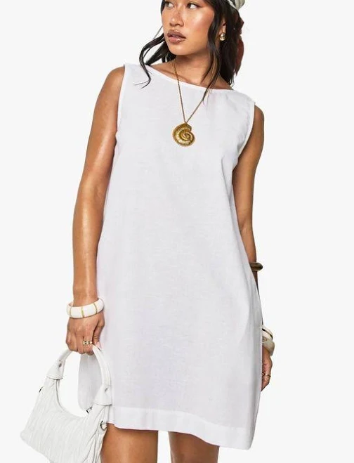 dress Boohoo Women's Linen Scoop Back Shift Mini Dress Lyst $12