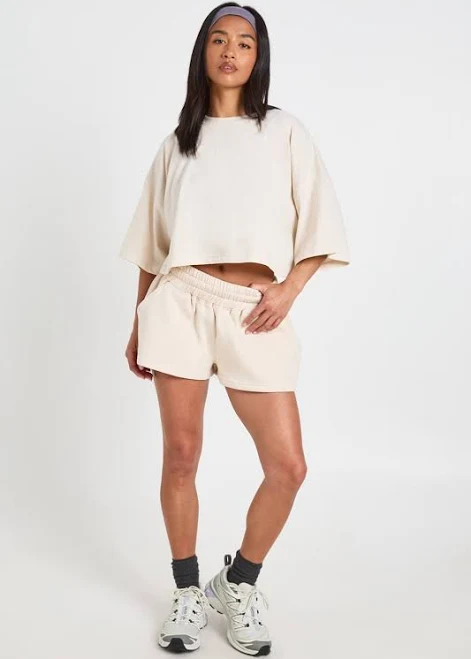 two piece set Boohoo Women's Petite Boxy Crop T-Shirt & Short Set boohoo USA $22.4