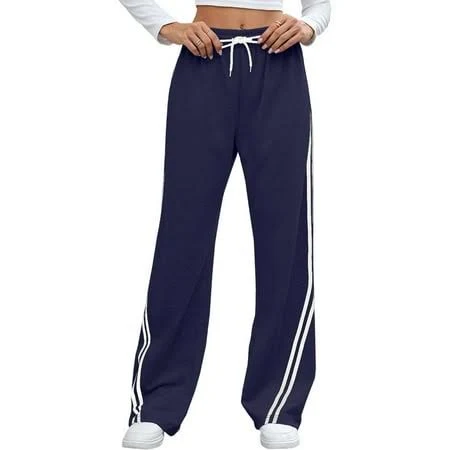 trousers Brdfrl Y2k Vintage Track Pants Women Drawstring Low Waist Side Striped Straight Leg Loose Fit Joggers Walmart - OVTICZA $17.78