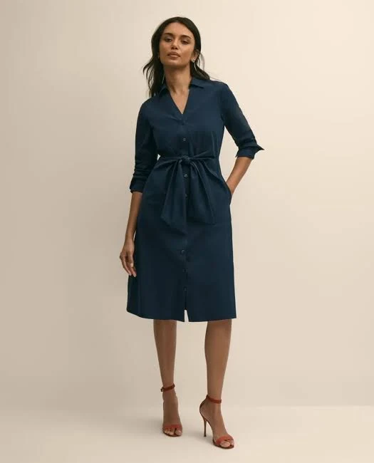 dress Brooks Brothers Women's Supima Cotton Tie-Waist Shirt Dress Brooks Brothers $238
