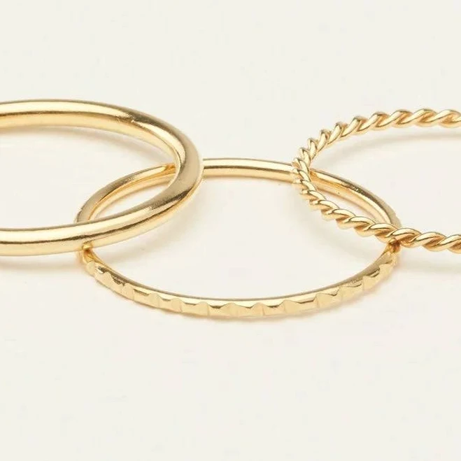 accessory Caitlyn Minimalist Dainty 18K Gold Stacking Rings Set Caitlyn Minimalist $37