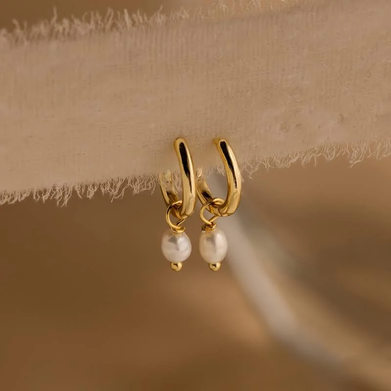 accessory Caitlyn Minimalist Dainty Pearl Drop Huggie Earrings Caitlyn Minimalist $28.5