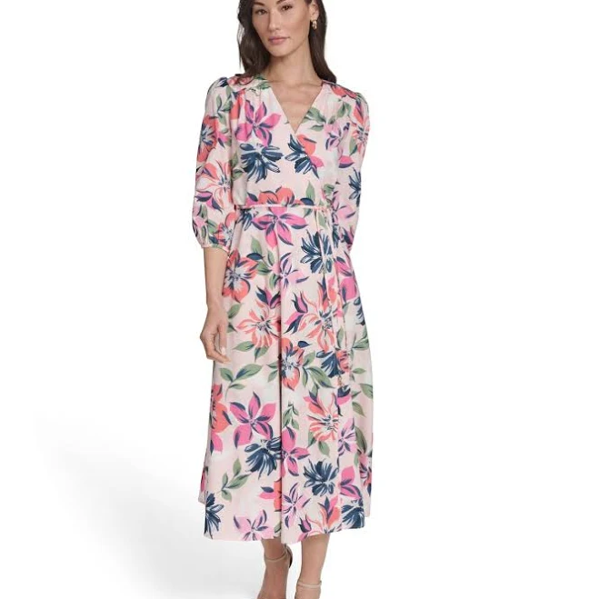 dress Calvin Klein Women's Faux Wrap Midi Dress Macy's $84.5