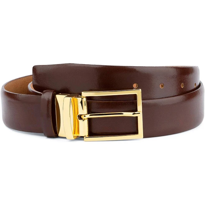 accessory Capo Pelle Men's Belt with Gold Buckle LeatherBeltsOnline.com $68