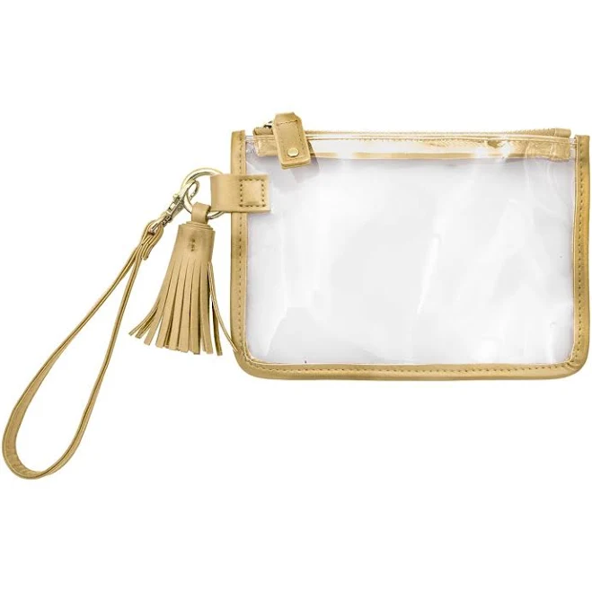 bag Capri Designs Women's Clear Gold Wristlet Clear Stadium Bags $15