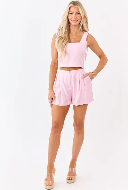 matching set Carnation Crop Tank Top and Flowy Shorts Set Lime Lush $44.99