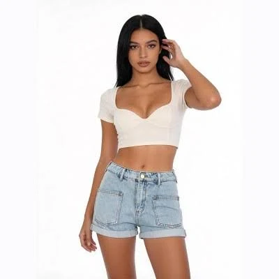 shorts Cherie Code Women's High-Rise Rolled Cuff Denim Shorts Target $34.9