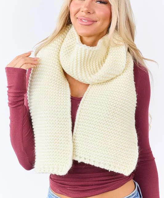 outerwear Chunky Knit Ribbed Scarf Lime Lush $12.95
